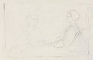 Två sittande kvinnor ago, 1856-1860. av Edgar Degas
