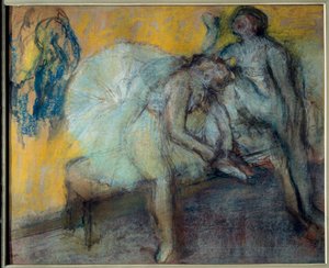 Två dansare i vila Pastell och kol på sämskpapper av Edgar Degas (1834-1917). 1910-1912 Dim. 0,78x0,96 m Paris, Musee d
