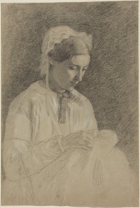 Broderande kvinna av Edgar Degas