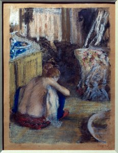 Kvinna på huk Pastell på monotypi av Edgar Degas (1834-1917) 1877 Sön. 0,18x0,14 m Paris, musee d
