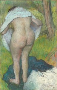 Ung kvinna som klär sig själv av Edgar Degas