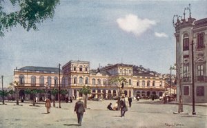 Centraljärnvägens ändstation, Rio de Janeiro (färg litho)