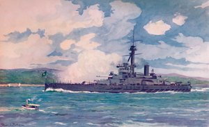 Den brasilianska Super-Dreadnought Minas Geraes närmar sig Rio, 1914