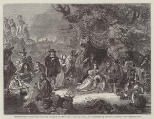 Highgate Fields under den stora branden i London 1666.