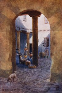 Norra Spanien: En spansk uteplats (färg litho)