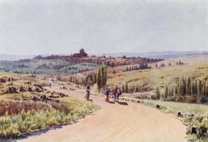 Norra Spanien: Avila, från nordväst (färg litho) av Edgar T. A. Wigram