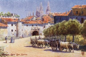 Norra Spanien: Burgos, Arco San Martin (färg litho) av Edgar T. A. Wigram