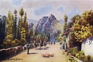 Norra Spanien: I passet Pajares, nära Pola de Gordon (färg litho)