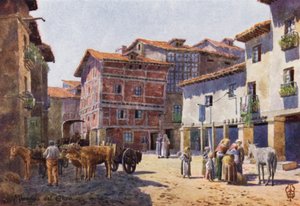 Norra Spanien: Miranda del Ebro, A Corner in the Town (färg litho)