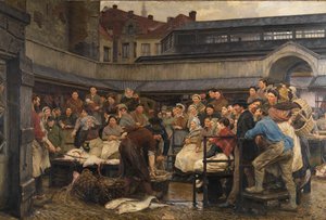 Den gamla fiskmarknaden i Antwerpen 1882 (olja på duk) av Edgard Farasyn