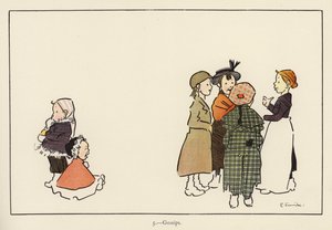 Skvaller (färg litho) av Edith Farmiloe