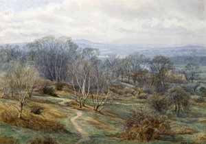 Hampstead Heath ser mot Harrow on the Hill, ca 1880 (wc på papper) av Edith Martineau