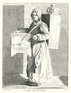 Barrel Organ Player (gravyr) av Edmé (after) Bouchardon