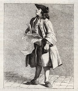 Screamer of the number winners (Loto) - Petity metier de Paris (Studier tagna i det lägre folket, eller Cris of Paris) - gravyr av Edme Bouchardon (1698-1762) av Edmé Bouchardon
