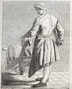 Vinägerhandlaren - Pepetit metier de Paris (Studier tagna i det lägre folket eller Paris kris) - gravyr av Edme Bouchardon (1698-1762) av Edmé Bouchardon