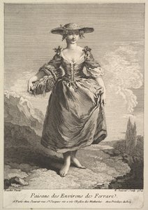 Bondekvinna från Ferrara runt, 1734. av Edme Jeaurat