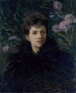 Ung kvinna med violer, ca 1910 (olja på duk) av Edmond-François Aman-Jean