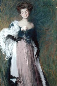 Ung kvinna med en ros (olja på duk) av Edmond-François Aman-Jean
