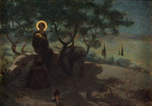 Flyg till Egypten, ca 1915 (olja på duk) av Edmond (1861 1943) Tapissier