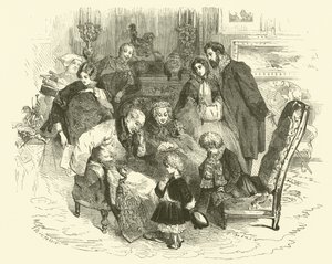 Scener av det parisiska livet: föräldrarnas nyårsdag (gravyr)