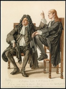 Porträtt av Monsieur Diafoirus far och barn, ca 1870 (akvarell) av Edmond Aime Florentin Geffroy