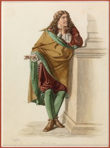 Porträtt av Moliere, ca 1870 (akvarell) av Edmond Aime Florentin Geffroy
