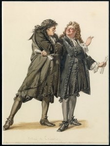 Porträtt av Vadius och Trissotin, ca 1870 (akvarell) av Edmond Aime Florentin Geffroy