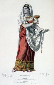 Cleopatres karaktär i tragedin Rodogune princess des Parthes - Hela teatern: (Samling av pjäser av Corneille) teckning av Geffroy, gravyr av L. Wolff - ed. Laplace, Sanchez et Cie, Paris 1884