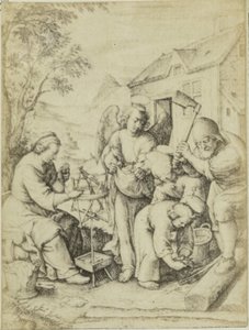 Fotoreproductie van de gravure Chipsdörren Hieronymus Wierix Marker (titel på objekt) av Edmond Fierlants
