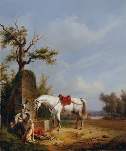 Ryttare med häst av Edmond Jean-Baptiste Tschaggeny