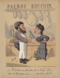På en slaktare (färg litho)