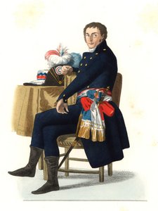 Ferdinand Guillemardet (1765-1809), franska republikens ambassadör i Spanien 1700-talet, baserad på en målning från 1798 av Francisco Goya (1746-1828) - Litografi av en illustration av Edmond Lechevallier-Chevignard (1825-1902), från Georges Duorges Ples