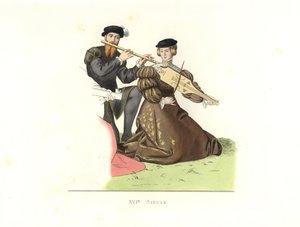 Gentleman och kvinna, England av Edmond Lechevallier Chevignard