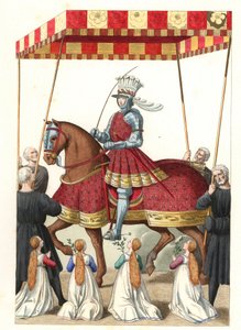 Kung Ludvig XII av Frankrike (1462-1515), efter en miniatyr av Jean Marot (eller Desmarets, cirka 1450-cirka 1526) - Litografi från en illustration av Edmond Lechevallier-Chevignard (1825-1902), från "historiska dräkter från 16th av Edmond Lechevallier Chevignard