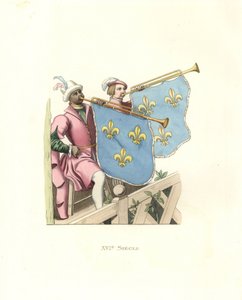 Trumpetare vid en turnering, regeringstid av Frans I av Frankrike. av Edmond Lechevallier Chevignard