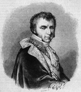 Porträtt av Nicolas Francois Mollien (1758-1850), fransk politiker. Gravyr av Chevignard i "" The Picturesque Store"" av Edmond Lechevallier Chevignard