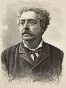 Porträtt av Edmondo De Amicis (1846-1908), italiensk författare, gravyr av E Mancastroppa från fotografi av Schemboche från L