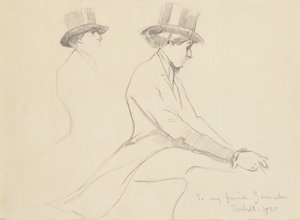 Ryttarfigurer (blyerts på papper) av Edmund Charles Tarbell