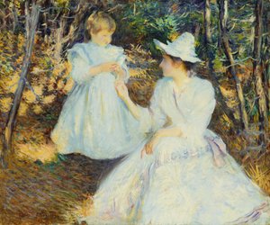 Mor och barn i tallskogen av Edmund Charles Tarbell