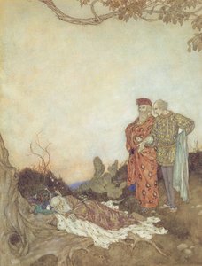 Illustration till "Stormen" Akt II, Scen 1 av Edmund Dulac