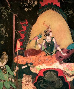 Layla håller en fågel av Edmund Dulac av Edmund Dulac