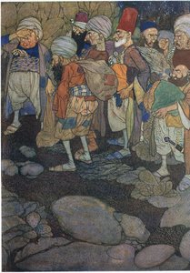 Några av de fyrtio tjuvarna, illustration från "Ali Baba och de fyrtio tjuvarna" (färglitografi)