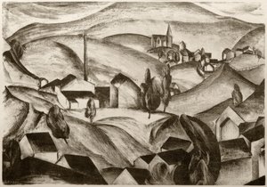 Landskap med hus av Edmund Fabry