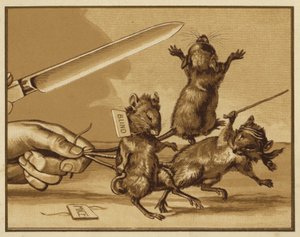 Illustration för tre blinda möss (färg litho) av Edmund G. Caldwell