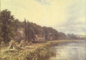 Riverside Village med figurer som fiskar av Edmund George Warren