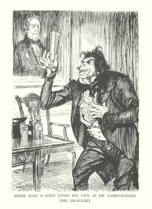 Illustration till R L Stevensons The Strange Case of Dr Jekyll  Mr Hyde (litografi)