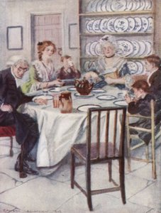 Illustration för The Vicar of Wakefield av Oliver Goldsmith (litho i färg) av Edmund Joseph Sullivan