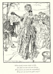 Illustration för The Vicar of Wakefield av Oliver Goldsmith (litho) av Edmund Joseph Sullivan