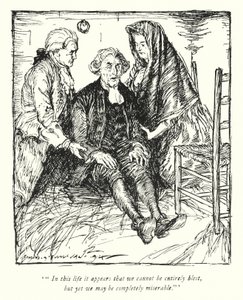 Illustration för The Vicar of Wakefield av Oliver Goldsmith (litho) av Edmund Joseph Sullivan
