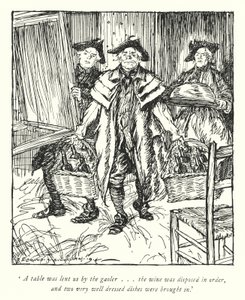 Illustration för The Vicar of Wakefield av Oliver Goldsmith (litho) av Edmund Joseph Sullivan